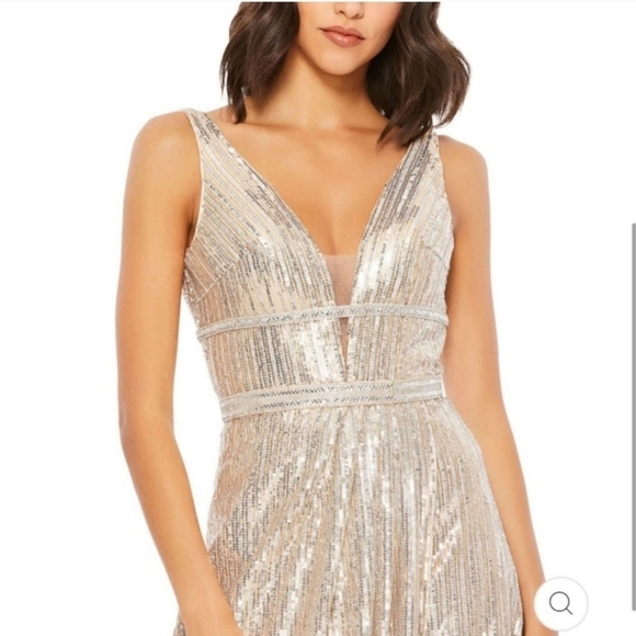 Mac Duggal Sequined Gown Style 49013 Sleeveless High Slit Size 10 NEW NWT - Picture 4 of 12